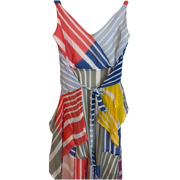 Tanya Taylor Goldie Stripe Maxi Dress Size 2 100% Silk Handkerchief Hem MSRP$575 - Picture 5 of 11